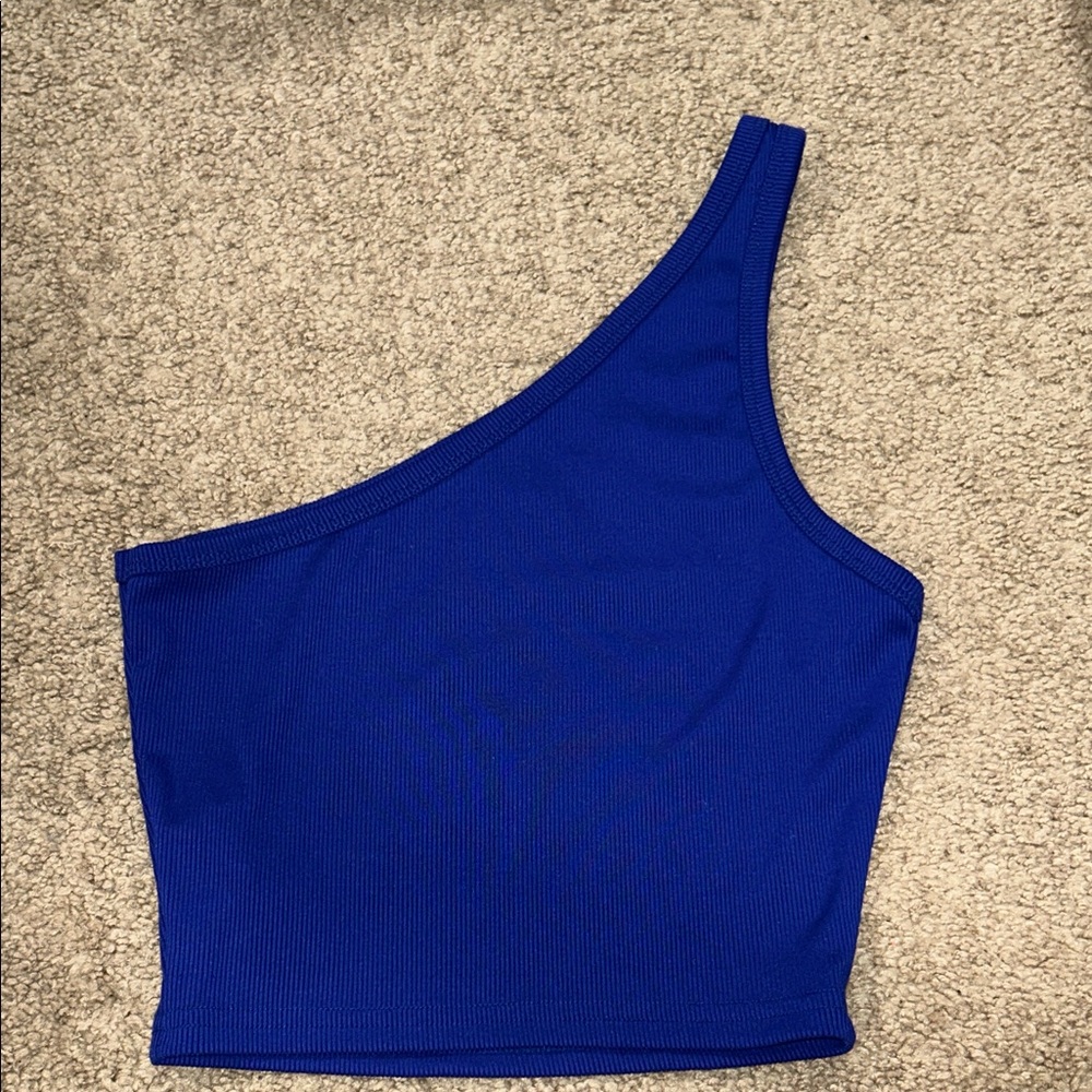 One-Shoulder Blue Women's Top